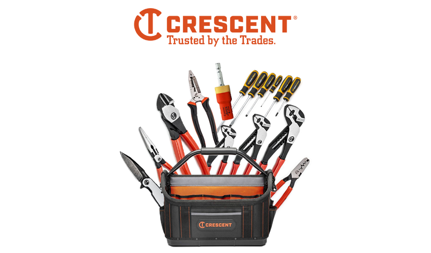 [image of Crescent tool bag and tools with the Crescent logo above it]