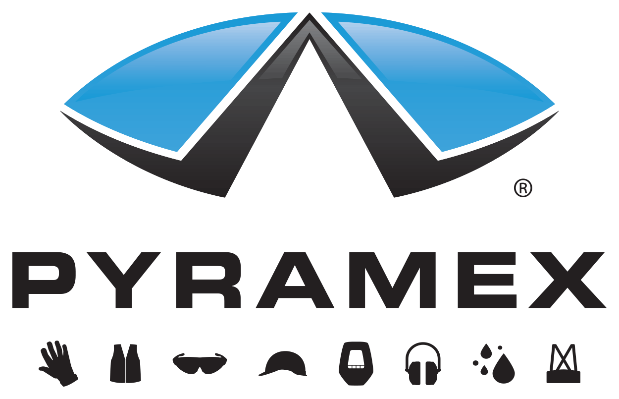 pyramex logo with srvice icons below